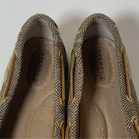 Sperry Angelfish Herringbone Gold Laces Boat Slip On Shoes Flats Women's 9M - Picture 4 of 4